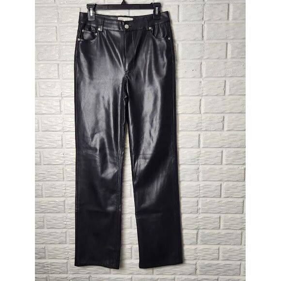 Zara Pants - Zara Black Faux Leather Pants Straight High Rise Size 4 US 36 EUR Polyurethane